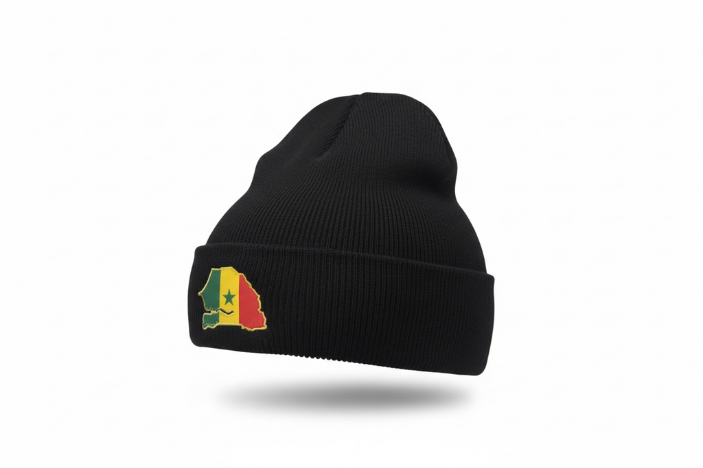 Black fitted beanie hat
