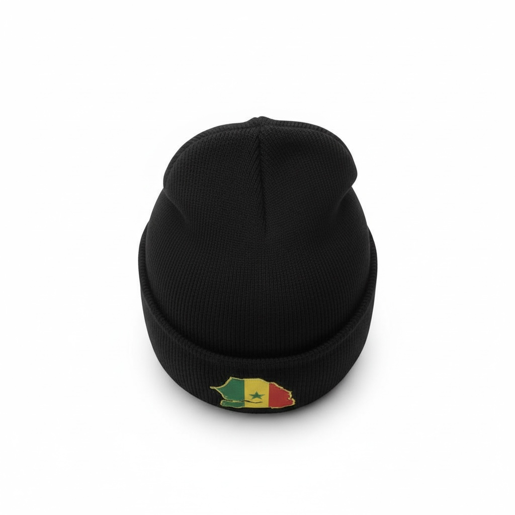 Black fitted beanie hat