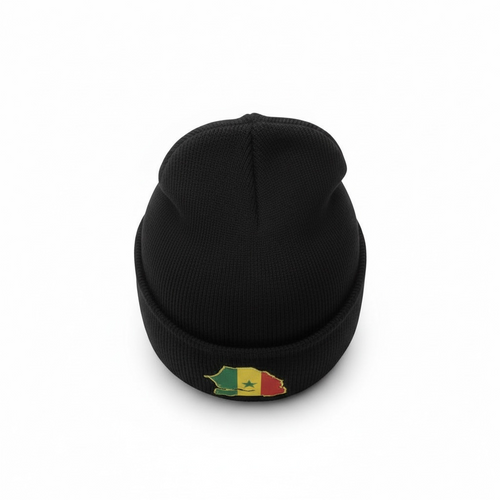 Black fitted beanie hat
